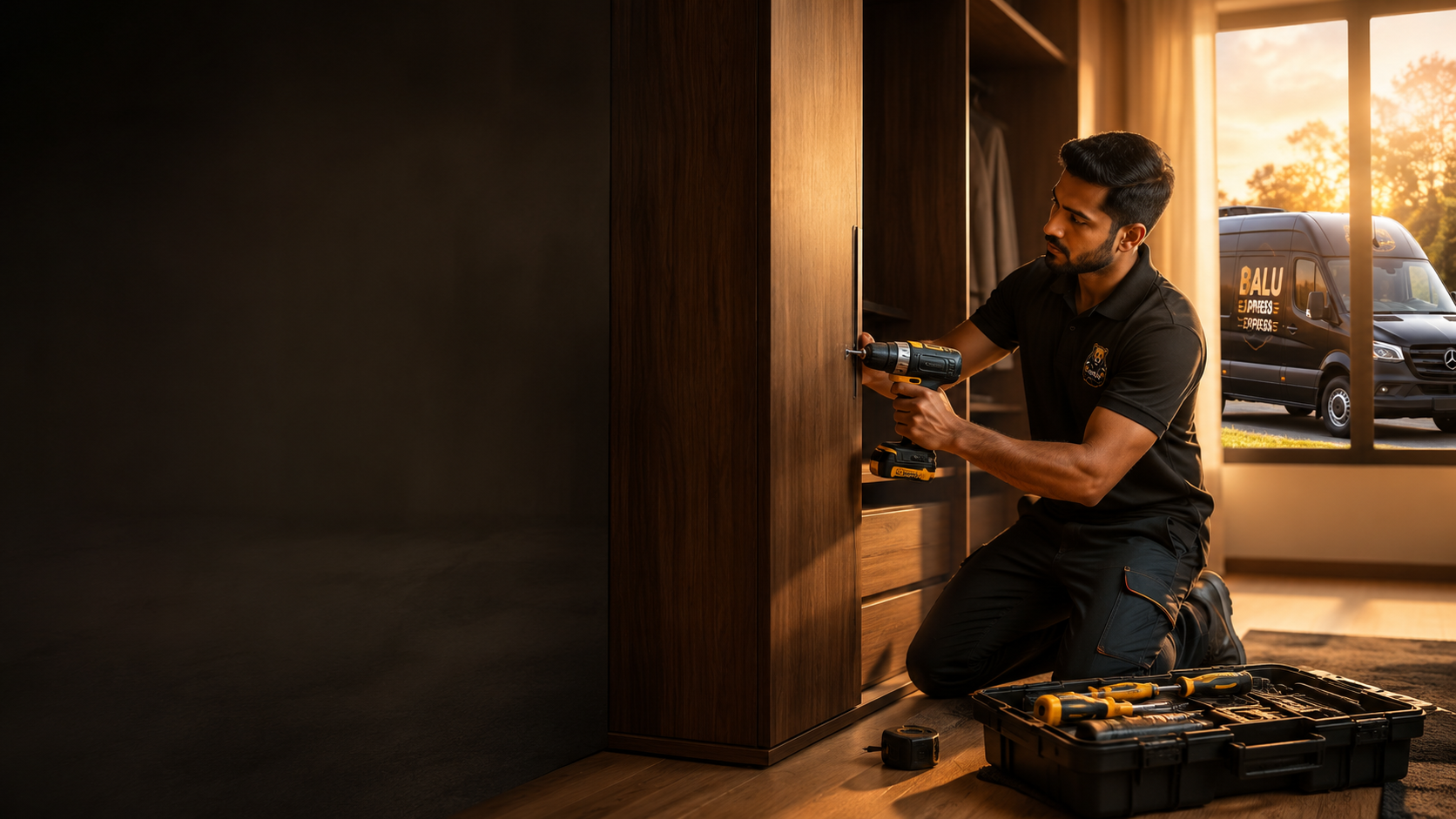 Balu Express craftsman assembling a wardrobe