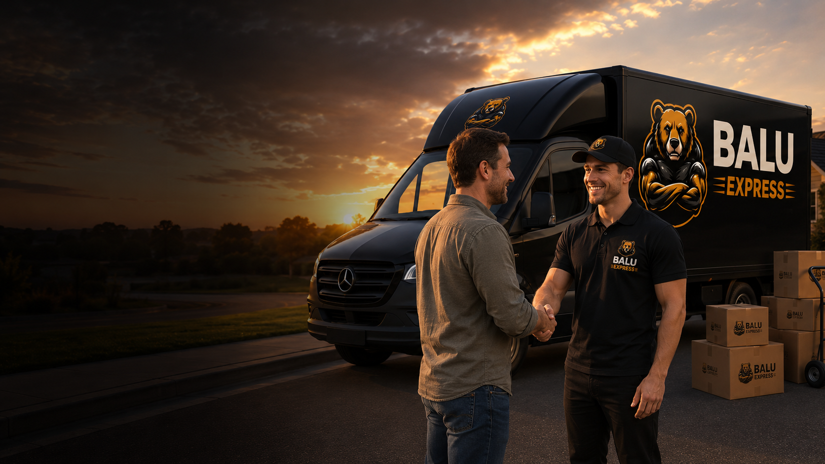 Balu Express mover shaking hands with a satisfied customer