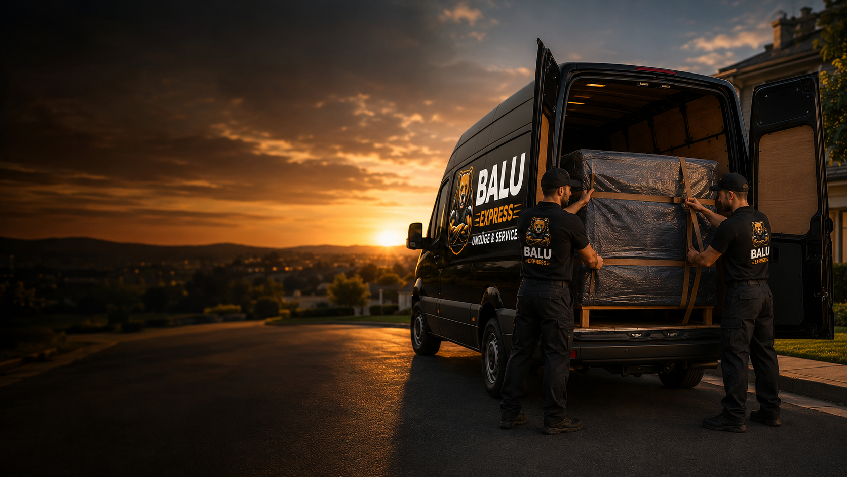 Balu Express crew securing cargo in the van